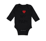 Long Sleeve Bodysuit Baby I Love Heart My Papi Valentines Love Cotton