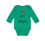 Long Sleeve Bodysuit Baby I Love Heart My Papi Valentines Love Cotton