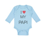 Long Sleeve Bodysuit Baby I Love Heart My Papi Valentines Love Cotton