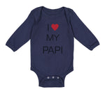 Long Sleeve Bodysuit Baby I Love Heart My Papi Valentines Love Cotton