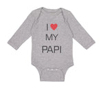 Long Sleeve Bodysuit Baby I Love Heart My Papi Valentines Love Cotton