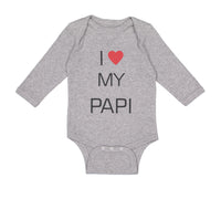 Long Sleeve Bodysuit Baby I Love Heart My Papi Valentines Love Cotton