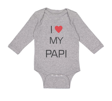 Long Sleeve Bodysuit Baby I Love Heart My Papi Valentines Love Cotton
