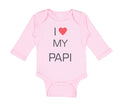 Long Sleeve Bodysuit Baby I Love Heart My Papi Valentines Love Cotton