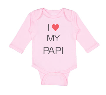 Long Sleeve Bodysuit Baby I Love Heart My Papi Valentines Love Cotton