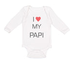 Long Sleeve Bodysuit Baby I Love Heart My Papi Valentines Love Cotton