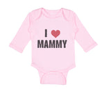 Long Sleeve Bodysuit Baby I Love Heart Mammy Mom Mothers Day Boy & Girl Clothes