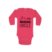 Long Sleeve Bodysuit Baby I Love My Marine Uncle Boy & Girl Clothes Cotton