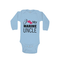 Long Sleeve Bodysuit Baby I Love My Marine Uncle Boy & Girl Clothes Cotton