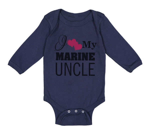 Long Sleeve Bodysuit Baby I Love My Marine Uncle Boy & Girl Clothes Cotton