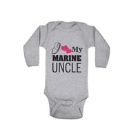 Long Sleeve Bodysuit Baby I Love My Marine Uncle Boy & Girl Clothes Cotton