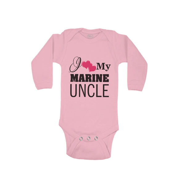 Long Sleeve Bodysuit Baby I Love My Marine Uncle Boy & Girl Clothes Cotton