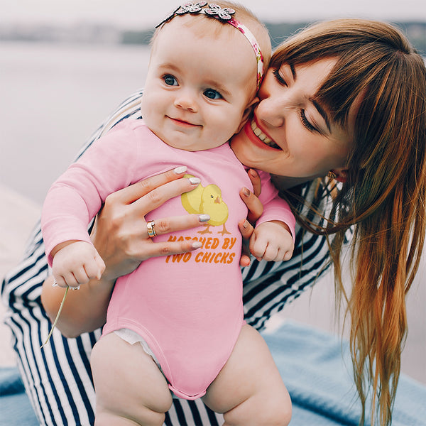 Long Sleeve Bodysuit Baby Hatched by 2 Chicks Gay Lgbtq Style B Cotton - Cute Rascals