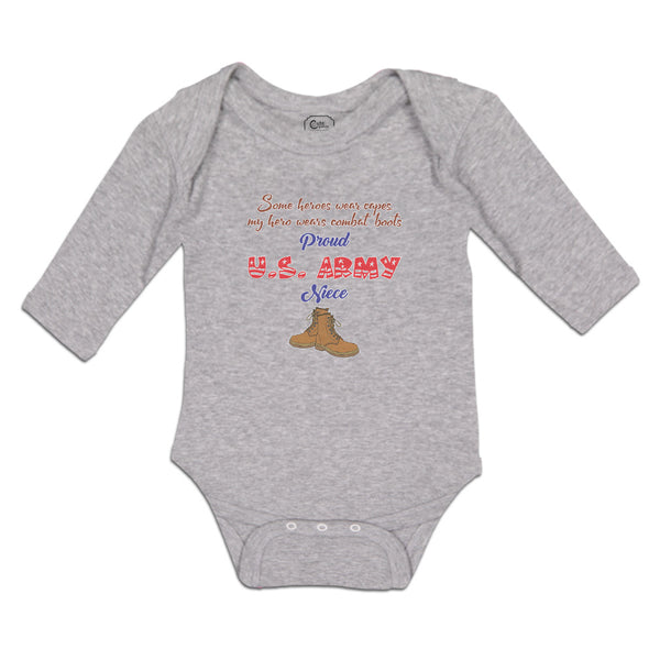 Long Sleeve Bodysuit Baby Heroes Wear Capes, Boots Proud U.S Niece Cotton - Cute Rascals