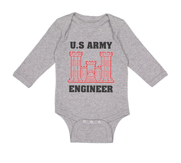 Long Sleeve Bodysuit Baby U.S Army Engineer Boy & Girl Clothes Cotton
