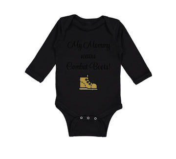 Long Sleeve Bodysuit Baby My Mommy Wears Combat Boots! Mom Mothers Day Cotton