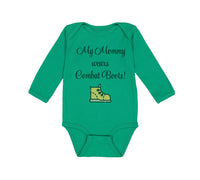 Long Sleeve Bodysuit Baby My Mommy Wears Combat Boots! Mom Mothers Day Cotton