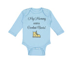 Long Sleeve Bodysuit Baby My Mommy Wears Combat Boots! Mom Mothers Day Cotton