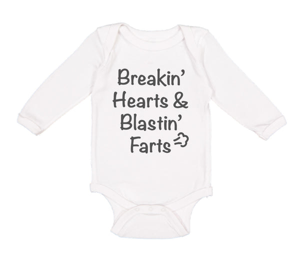 Long Sleeve Bodysuit Baby Breaking' Hearts Blasting Farts Humor Funny Cotton - Cute Rascals