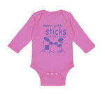 Long Sleeve Bodysuit Baby Born with Sticks in My Hands Drummer Funny Humor - Cute Rascals