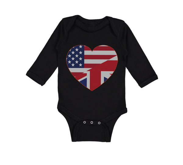 Long Sleeve Bodysuit Baby American British Heart Flag Boy & Girl Clothes Cotton - Cute Rascals