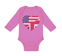 Long Sleeve Bodysuit Baby American British Heart Flag Boy & Girl Clothes Cotton - Cute Rascals