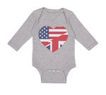 Long Sleeve Bodysuit Baby American British Heart Flag Boy & Girl Clothes Cotton - Cute Rascals