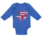 Long Sleeve Bodysuit Baby American British Heart Flag Boy & Girl Clothes Cotton - Cute Rascals