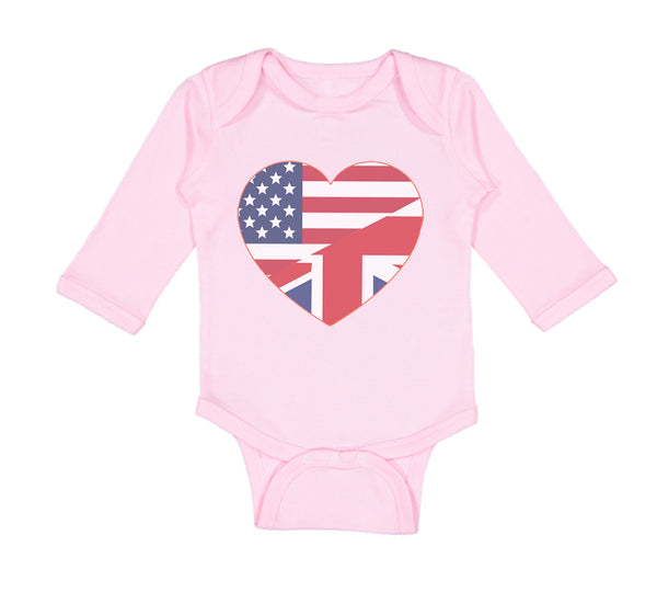 Long Sleeve Bodysuit Baby American British Heart Flag Boy & Girl Clothes Cotton - Cute Rascals