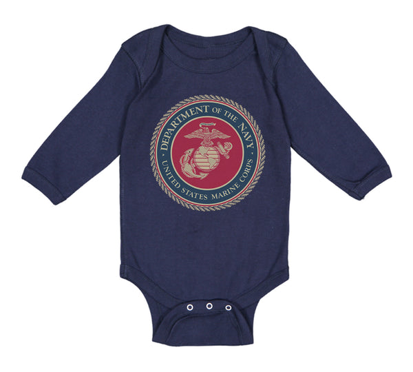 Long Sleeve Bodysuit Baby Department Navy Us Marine Corp Boy & Girl Clothes - Cute Rascals