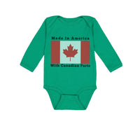 Long Sleeve Bodysuit Baby Made in America with Canadian Parts Style B Cotton