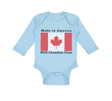 Long Sleeve Bodysuit Baby Made in America with Canadian Parts Style B Cotton