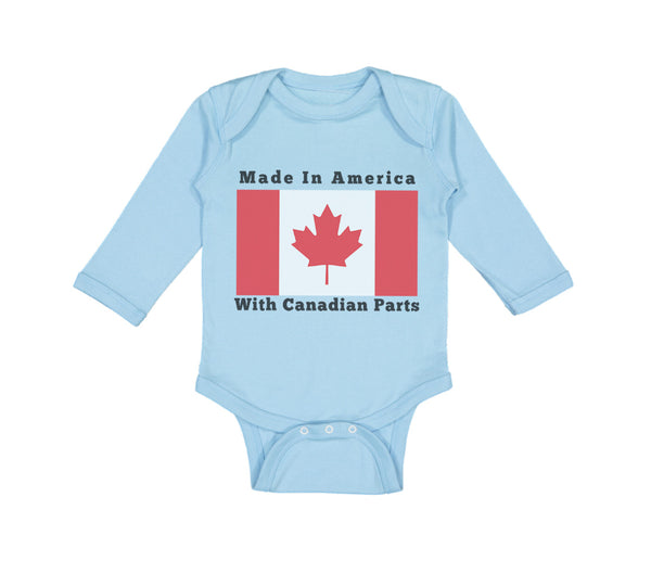 Long Sleeve Bodysuit Baby Made in America with Canadian Parts Style B Cotton