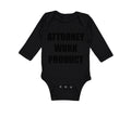Long Sleeve Bodysuit Baby Attorney Work Product Style F Funny Humor Cotton