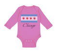 Long Sleeve Bodysuit Baby Chicago Flag Star Valentines Love Boy & Girl Clothes