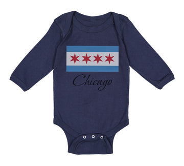 Long Sleeve Bodysuit Baby Chicago Flag Star Valentines Love Boy & Girl Clothes