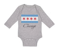 Long Sleeve Bodysuit Baby Chicago Flag Star Valentines Love Boy & Girl Clothes