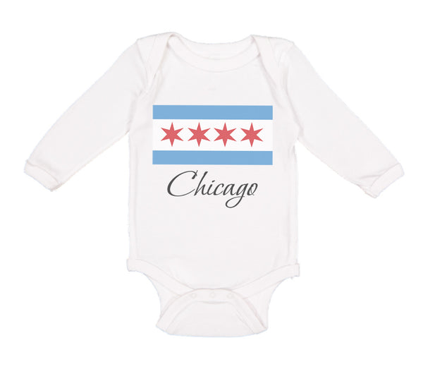 Long Sleeve Bodysuit Baby Chicago Flag Star Valentines Love Boy & Girl Clothes - Cute Rascals