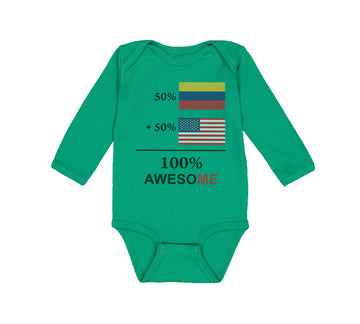 Long Sleeve Bodysuit Baby 50% Colombian 50%American 100% Awesome Cotton