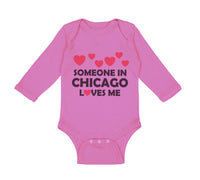 Long Sleeve Bodysuit Baby Someone in Chicago Loves Me Style B Boy & Girl Clothes