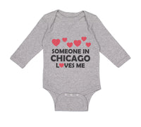 Long Sleeve Bodysuit Baby Someone in Chicago Loves Me Style B Boy & Girl Clothes