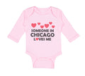 Long Sleeve Bodysuit Baby Someone in Chicago Loves Me Style B Boy & Girl Clothes