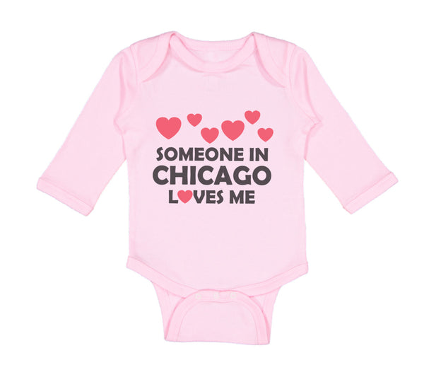 Long Sleeve Bodysuit Baby Someone in Chicago Loves Me Style B Boy & Girl Clothes