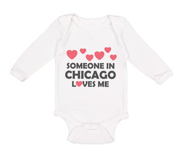 Long Sleeve Bodysuit Baby Someone in Chicago Loves Me Style B Boy & Girl Clothes