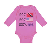 Long Sleeve Bodysuit Baby 50%Trinidad 50% American 100% Me Boy & Girl Clothes - Cute Rascals