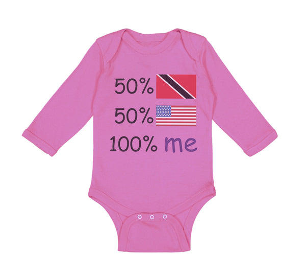 Long Sleeve Bodysuit Baby 50%Trinidad 50% American 100% Me Boy & Girl Clothes - Cute Rascals