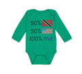 Long Sleeve Bodysuit Baby 50%Trinidad 50% American 100% Me Boy & Girl Clothes