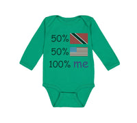 Long Sleeve Bodysuit Baby 50%Trinidad 50% American 100% Me Boy & Girl Clothes - Cute Rascals