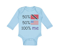 Long Sleeve Bodysuit Baby 50%Trinidad 50% American 100% Me Boy & Girl Clothes - Cute Rascals