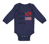 Long Sleeve Bodysuit Baby 50%Trinidad 50% American 100% Me Boy & Girl Clothes - Cute Rascals